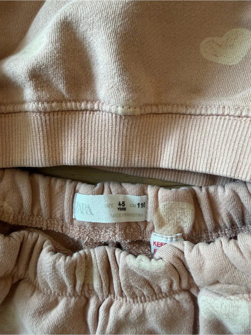 Zara Light Pink Heart Print Sweatshirt and Shorts Set